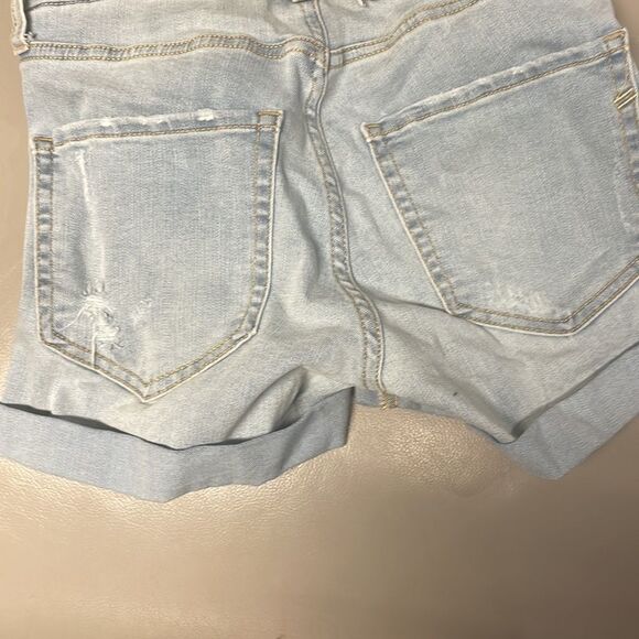 NWOT Aero High Rise Curvy Midi Distressed Denim Cuffed Shorts Aéropostale - Picture 5 of 6